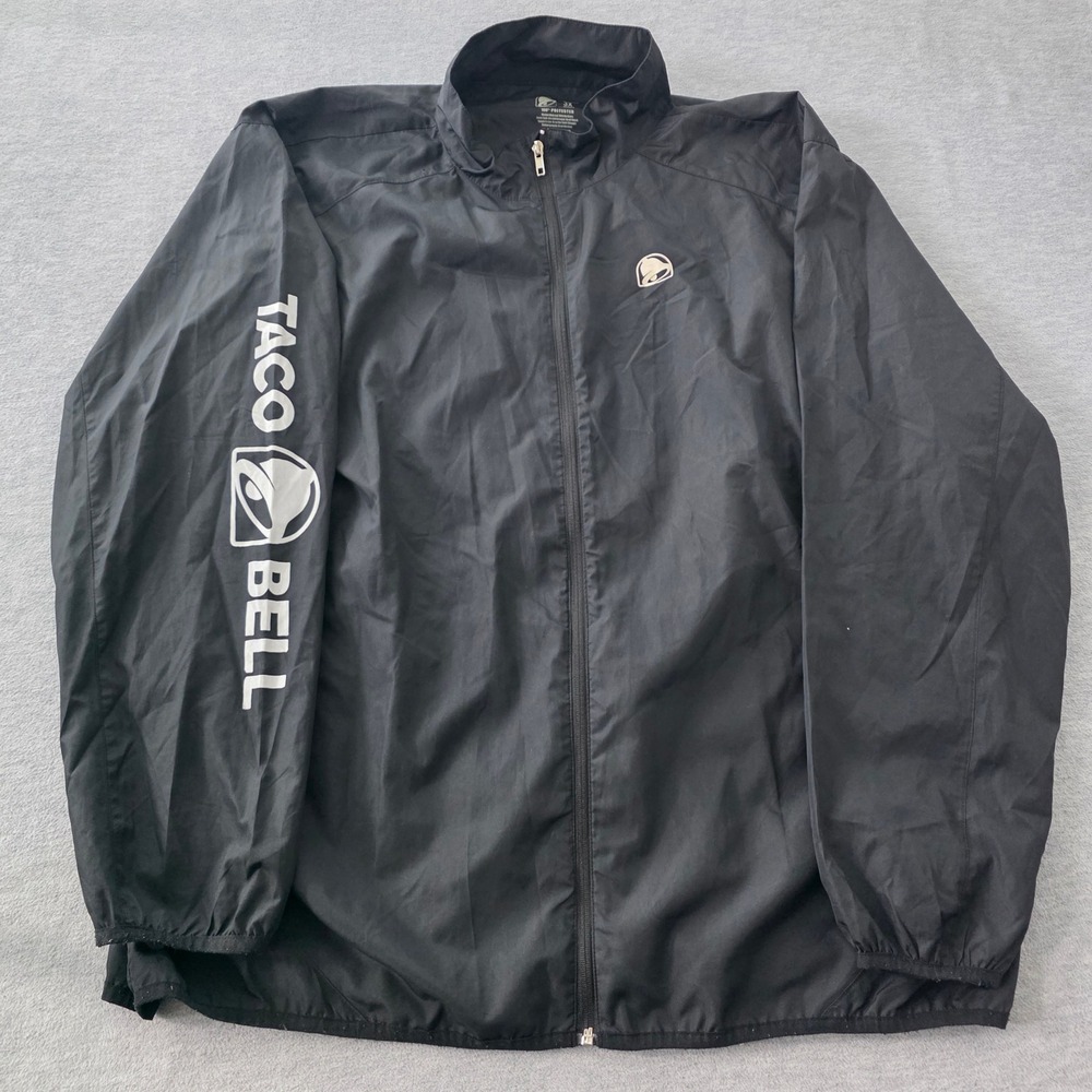 Taco Bell Mens 3XL Black Full Zip Windbreaker Jacket Graphic Logo